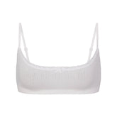 LIGHTWEIGHT COTTON POINTELLE SCOOP BRALETTE | SNOW FLAT ON A WHITE BACKGROUND | FLT