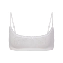 LIGHTWEIGHT COTTON POINTELLE SCOOP BRALETTE | SNOW FLAT ON A WHITE BACKGROUND | FLT