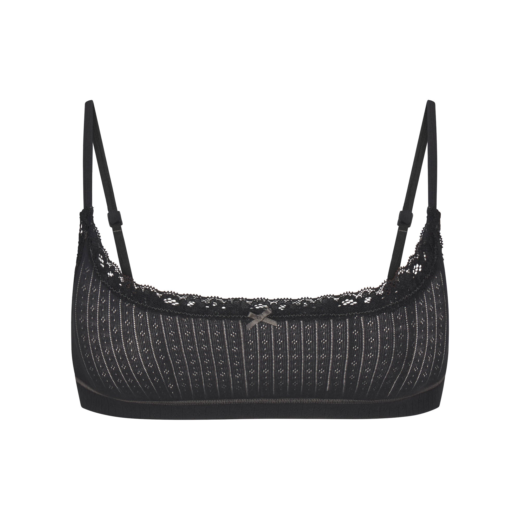 LIGHTWEIGHT COTTON POINTELLE SCOOP BRALETTE | SOOT TONAL FLAT ON A WHITE BACKGROUND | FLT
