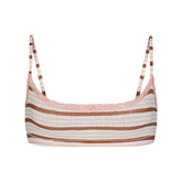 LIGHTWEIGHT COTTON POINTELLE SCOOP BRALETTE | VILLA EGRET RUNWAY STRIPE & LAYS FLAT ON A WHITE BACKGROUND | FLT