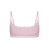 LIGHTWEIGHT COTTON LOGO PICOT SCOOP BRALETTE | PEONY FLAT ON A WHITE BACKGROUND | FLT
