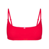 LIGHTWEIGHT COTTON LOGO PICOT SCOOP BRALETTE | RUBY TONAL FLAT ON A WHITE BACKGROUND | FLT