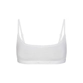 LIGHTWEIGHT COTTON LOGO PICOT SCOOP BRALETTE | SNOW FLAT ON A WHITE BACKGROUND | FLT