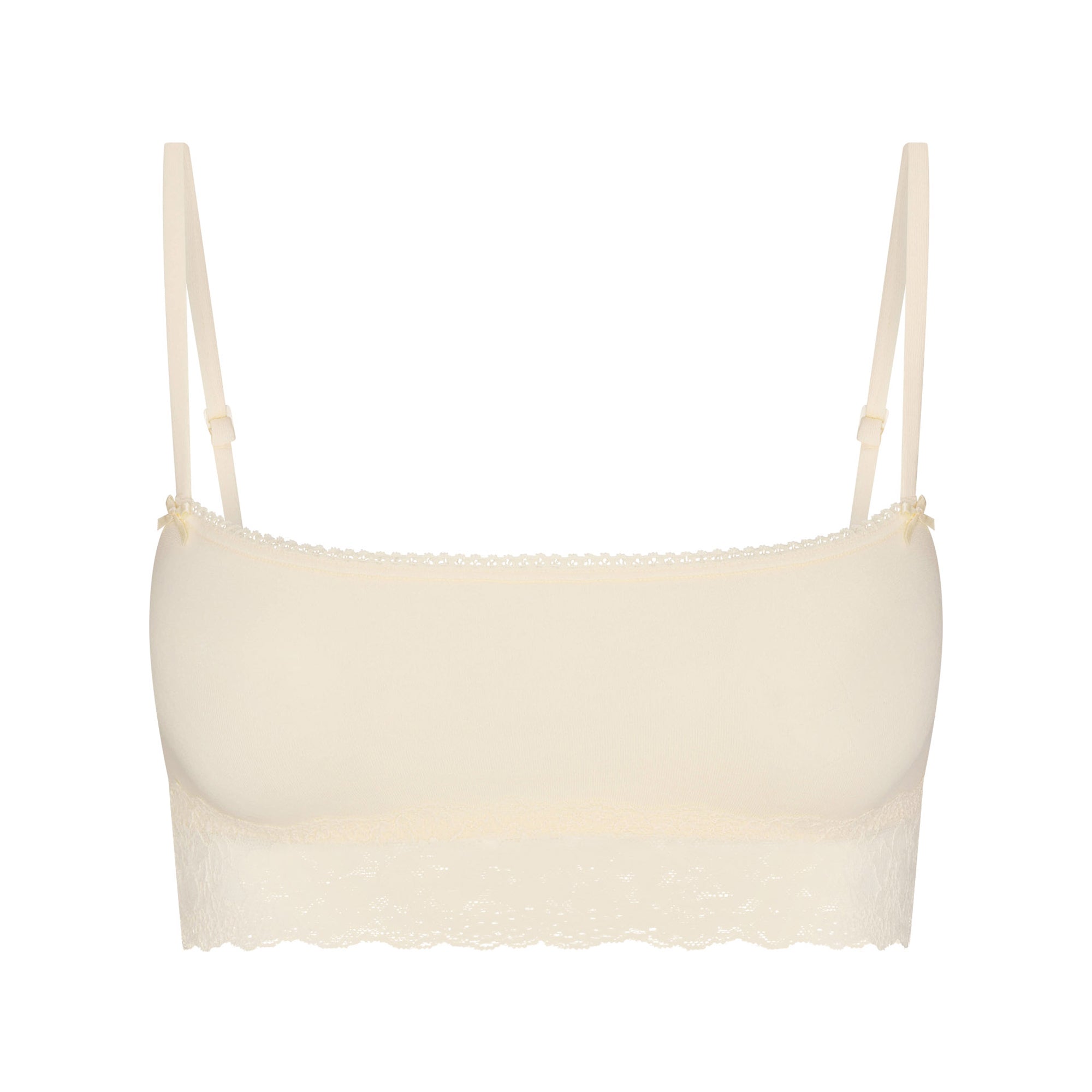 LIGHTWEIGHT COTTON STRAIGHT NECK BRALETTE | BUTTER TONAL FLAT ON A WHITE BACKGROUND | FLT