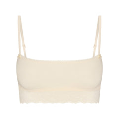 LIGHTWEIGHT COTTON STRAIGHT NECK BRALETTE | BUTTER TONAL FLAT ON A WHITE BACKGROUND | FLT
