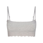 LIGHTWEIGHT COTTON STRAIGHT NECK BRALETTE | LIGHT HEATHER GREY FLAT ON A WHITE BACKGROUND | FLT
