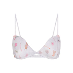 LIGHTWEIGHT SATIN TRIANGLE BRALETTE | SNOW ESSENTIALS BAG FLAT ON A WHITE BACKGROUND | FLT