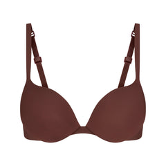 SKIMS ULTIMATE TEARDROP T-SHIRT BRA | COCOA FLAT ON A WHITE BACKGROUND | FLT