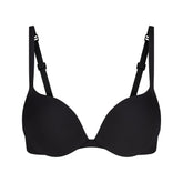 SKIMS ULTIMATE TEARDROP T-SHIRT BRA | ONYX FLAT ON A WHITE BACKGROUND | FLT