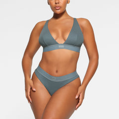 COTTON PLUNGE BRALETTE WORN BY A MODEL IN FRONT VIEW