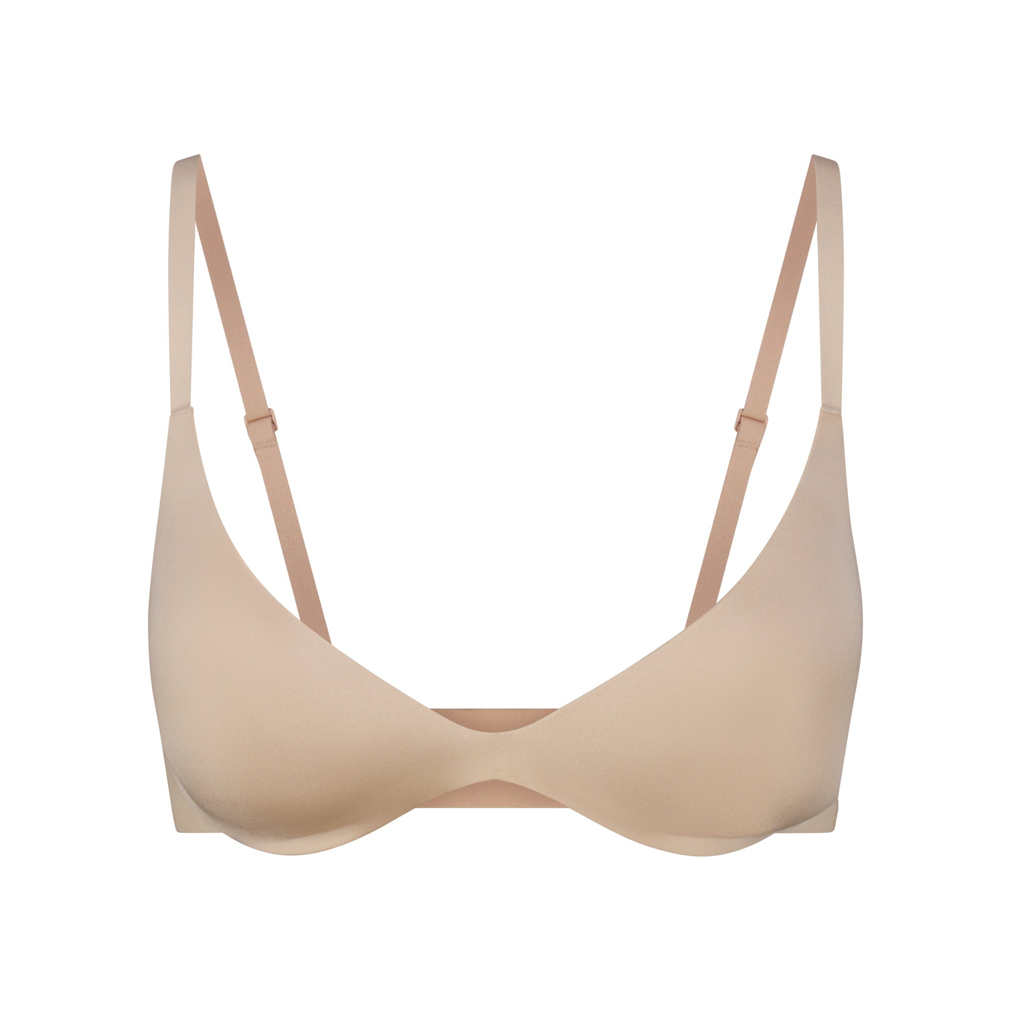 WIRELESS FORM SUPER PUSH-UP BRA | SAND (PLUNGE BRAS) LAYS FLAT ON A WHITE BACKGROUND | FLT