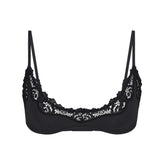 FITS EVERYBODY LACE SCOOP BRALETTE | ONYX (SCOOP BRALETTES) LAYS FLAT ON A WHITE BACKGROUND | FLT