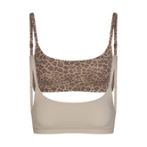 FITS EVERYBODY SCOOP BRALETTE 2-PACK | DESERT LEOPARD AND STONE & LAYS FLAT ON A WHITE BACKGROUND | FLT