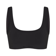 NikeSKIMS VINTAGE SEAMLESS SCOOP NECK BRA | OBSIDIAN FLAT ON A WHITE BACKGROUND | FLT