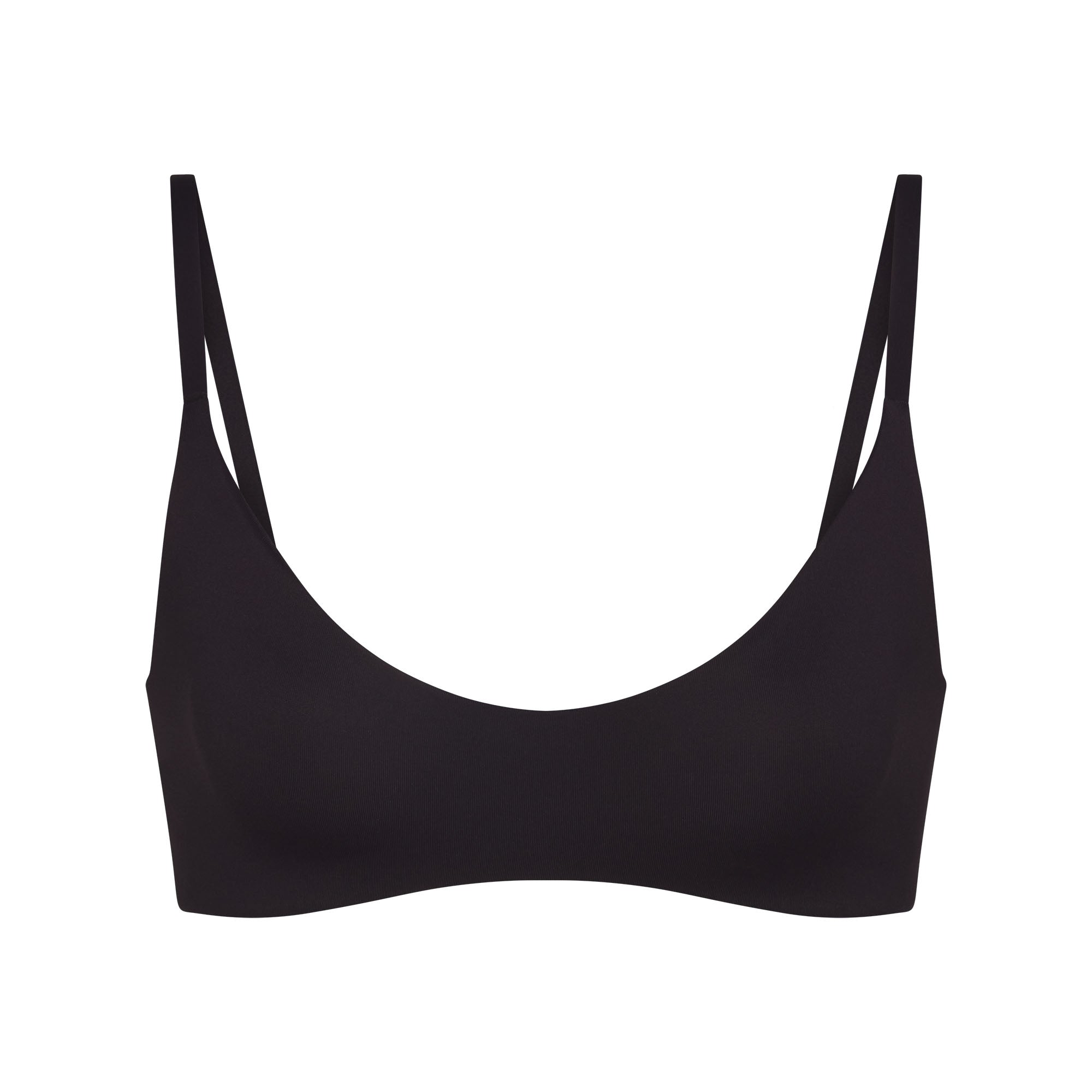 NikeSKIMS MATTE MICRO SCOOP BRA | OBSIDIAN FLAT ON A WHITE BACKGROUND | FLT