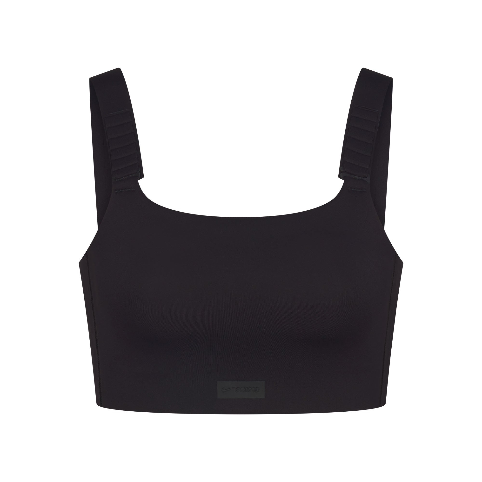 NikeSKIMS MATTE WIDE STRAP BRA | OBSIDIAN FLAT ON A WHITE BACKGROUND | FLT