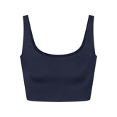 NikeSKIMS SHINE SCOOP NECK BRA TOP | NAVY FLAT ON A WHITE BACKGROUND | FLT