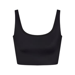 NikeSKIMS SHINE SCOOP NECK BRA TOP | OBSIDIAN FLAT ON A WHITE BACKGROUND | FLT