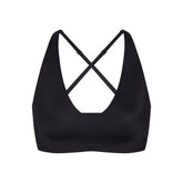 NikeSKIMS SHINE V-NECK BRA | OBSIDIAN FLAT ON A WHITE BACKGROUND | FLT