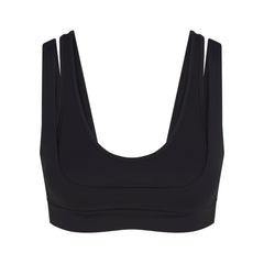 NikeSKIMS MATTE DOUBLE STRAP SCOOP BRA | OBSIDIAN FLAT ON A WHITE BACKGROUND | FLT