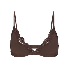 FITS EVERYBODY LACE TRIANGLE BRALETTE | ESPRESSO FLAT ON A WHITE BACKGROUND | FLT