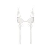 ULTRA FINE MESH BOW BRA | IVORY LAYS FLAT ON A WHITE BACKGROUND | FLT