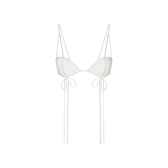 ULTRA FINE MESH BOW BRA | IVORY LAYS FLAT ON A WHITE BACKGROUND | FLT