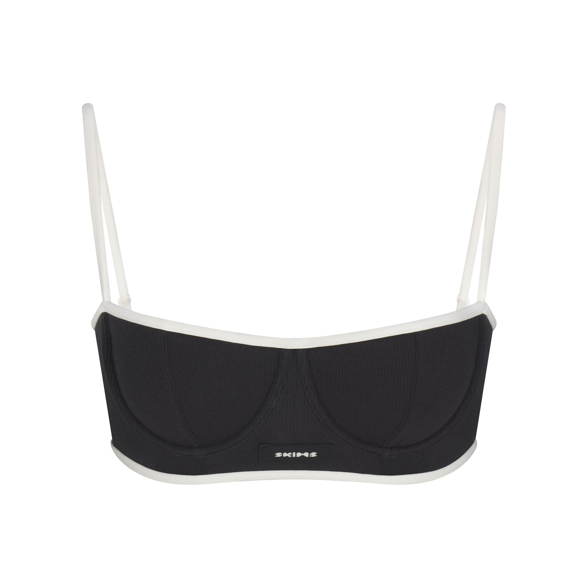 COTTON RIB BALCONETTE BRA | SOOT CONTRAST FLAT ON A WHITE BACKGROUND | FLT