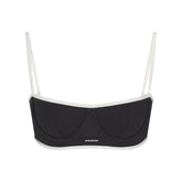 COTTON RIB BALCONETTE BRA | SOOT CONTRAST FLAT ON A WHITE BACKGROUND | FLT