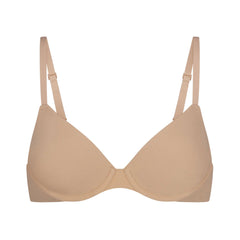 FITS EVERYBODY T-SHIRT BRA | CLAY (DEMI BRAS) LAYS FLAT ON A WHITE BACKGROUND | FLT