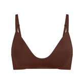 WIRELESS FORM T-SHIRT DEMI BRA | COCOA (DEMI BRAS) LAYS FLAT ON A WHITE BACKGROUND | FLT