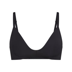 WIRELESS FORM T-SHIRT DEMI BRA | ONYX (DEMI BRAS) LAYS FLAT ON A WHITE BACKGROUND | FLT
