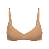 WIRELESS FORM PUSH-UP PLUNGE BRA | OCHRE (DEMI BRAS) LAYS FLAT ON A WHITE BACKGROUND | FLT