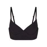 FITS EVERYBODY LOW BACK LONGLINE BRA | ONYX FLAT ON A WHITE BACKGROUND | FLT