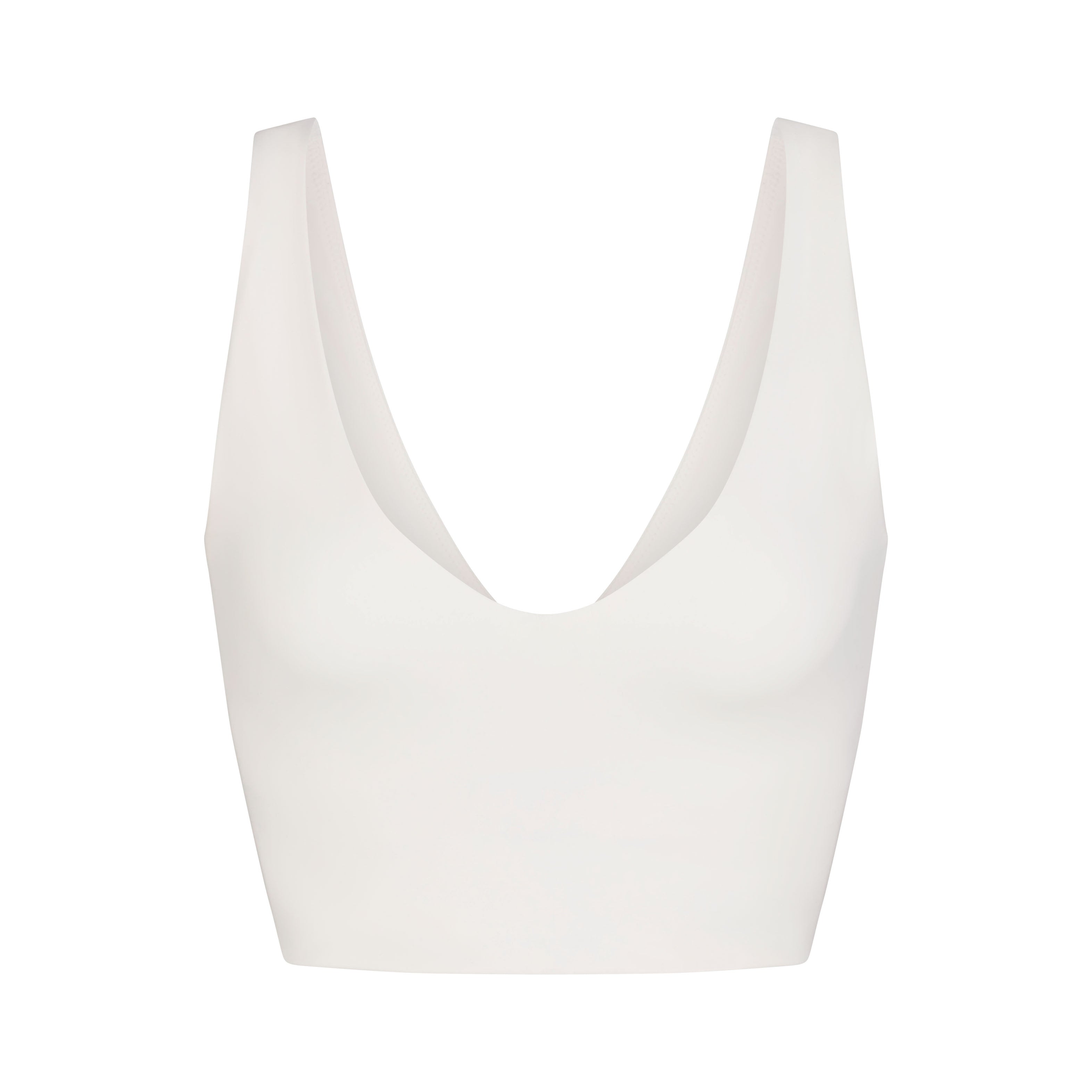 NikeSKIMS MATTE V-NECK BRA TOP | IVORY LAYS FLAT ON A WHITE BACKGROUND | FLT