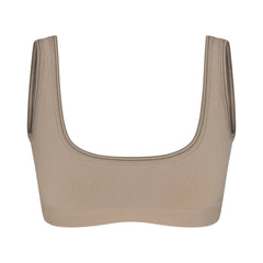 NikeSKIMS RIBBED SEAMLESS MICRO SCOOP BRA | DRIFTWOOD & LAYS FLAT ON A WHITE BACKGROUND | FLT