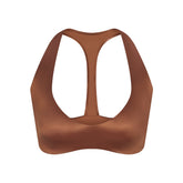 NikeSKIMS SATIN SHINE PLUNGE T-BACK BRA | CAROB BROWN & LAYS FLAT ON A WHITE BACKGROUND | FLT