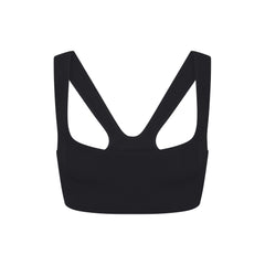 NikeSKIMS STUDIO STRETCH RACER BACK BRA | OBSIDIAN LAYS FLAT ON A WHITE BACKGROUND | FLT