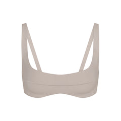 NikeSKIMS STUDIO STRETCH SEAM FRONT MICRO BRA | LINEN LAYS FLAT ON A WHITE BACKGROUND | FLT