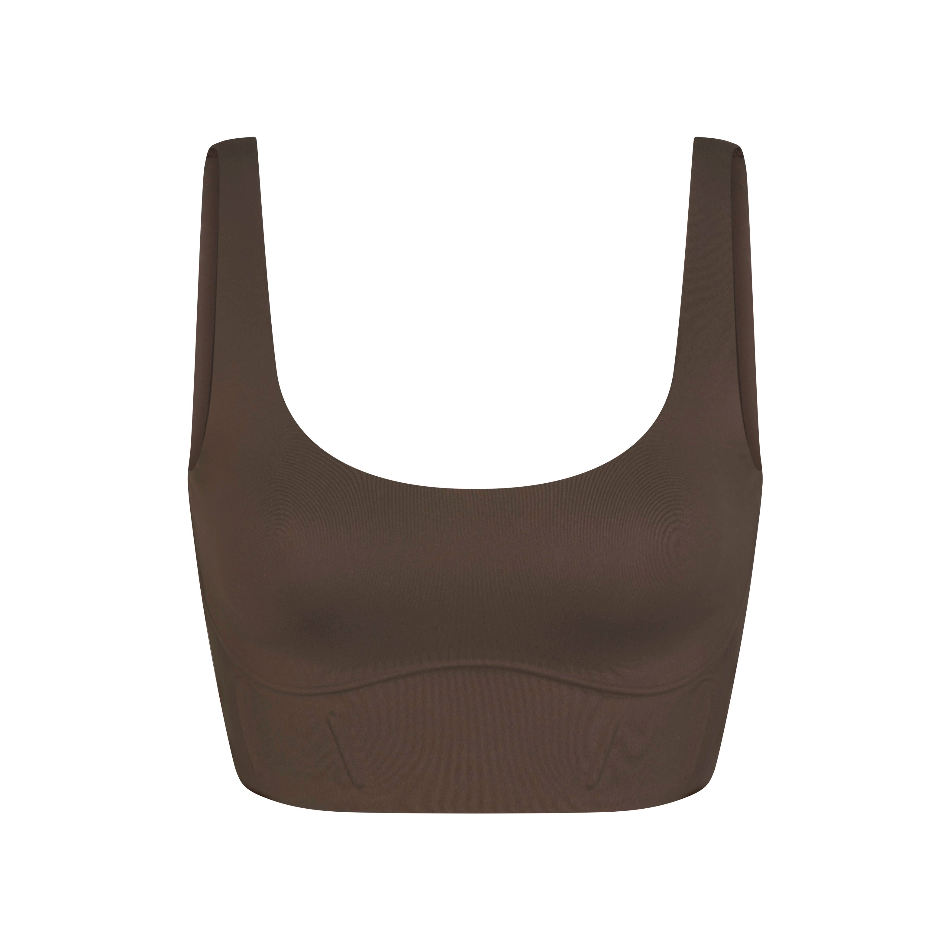 NikeSKIMS MATTE CORSET LONGLINE BRA | DARK SEPIA LAYS FLAT ON A WHITE BACKGROUND | FLT