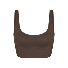 NikeSKIMS MATTE CORSET LONGLINE BRA | DARK SEPIA LAYS FLAT ON A WHITE BACKGROUND | FLT