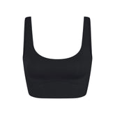 NikeSKIMS MATTE CORSET LONGLINE BRA | OBSIDIAN LAYS FLAT ON A WHITE BACKGROUND | FLT