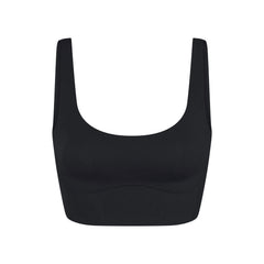 NikeSKIMS MATTE CORSET LONGLINE BRA | OBSIDIAN LAYS FLAT ON A WHITE BACKGROUND | FLT