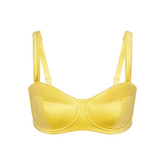 NikeSKIMS SATIN SHINE PANELED PICOT BRA | CITRINE & LAYS FLAT ON A WHITE BACKGROUND | FLT