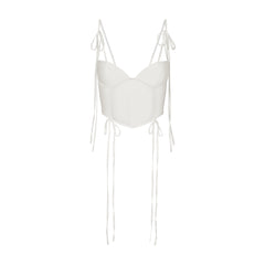 ULTRA FINE MESH BOW CORSET | IVORY LAYS FLAT ON A WHITE BACKGROUND | FLT
