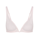 ULTRA FINE MESH DEEP PLUNGE BRA | BARELY PINK FLAT ON A WHITE BACKGROUND | FLT