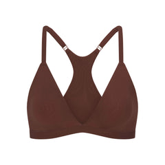 FITS EVERYBODY RACERBACK TRIANGLE BRALETTE | COCOA FLAT ON A WHITE BACKGROUND | FLT