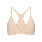 FITS EVERYBODY RACERBACK TRIANGLE BRALETTE | SAND FLAT ON A WHITE BACKGROUND | FLT