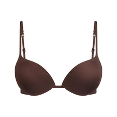 SKIMS ULTIMATE SUPER PUSH-UP BRA | COCOA FLAT ON A WHITE BACKGROUND | FLT