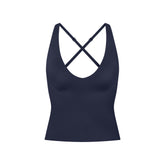 NikeSKIMS SHINE V-NECK TANK | NAVY FLAT ON A WHITE BACKGROUND | FLT
